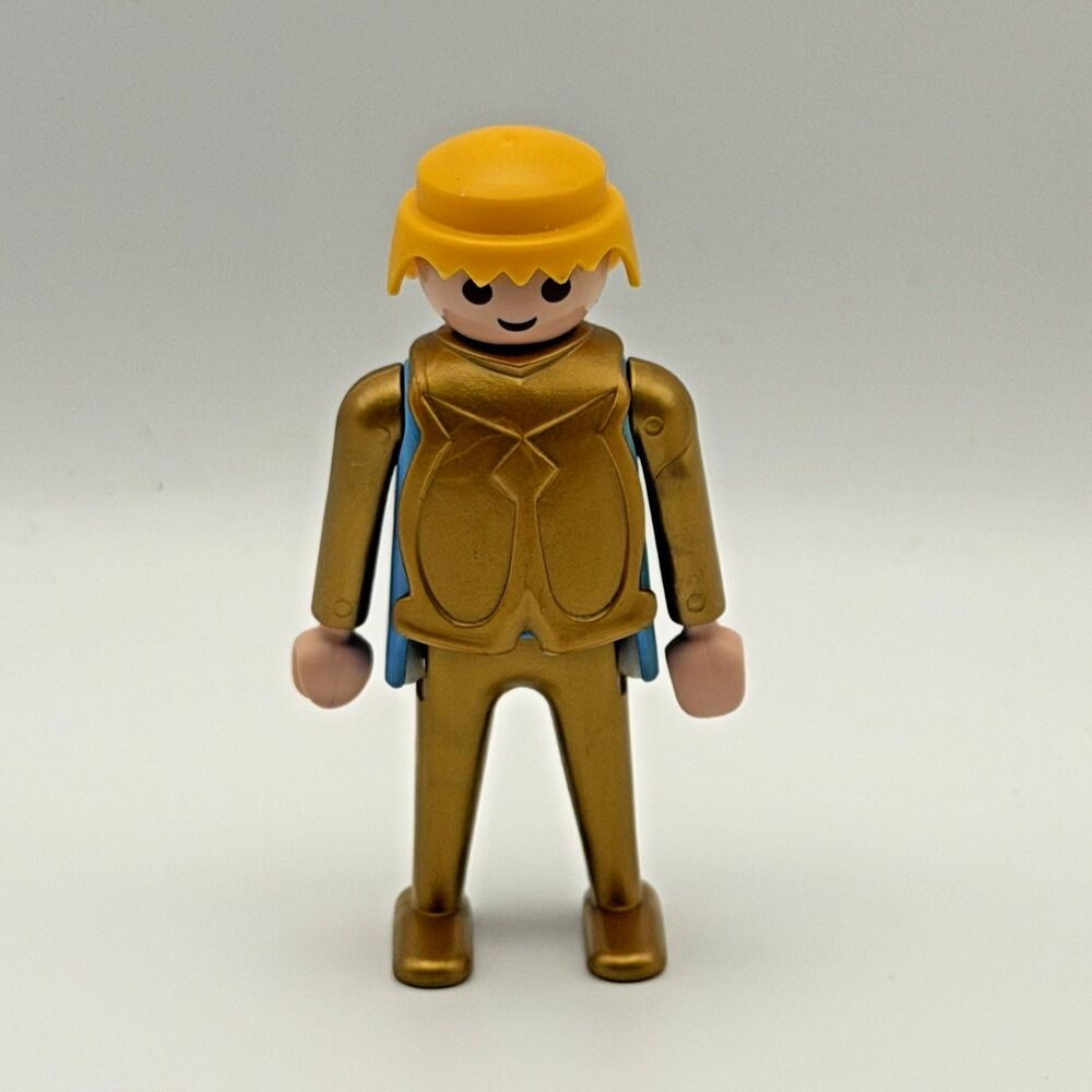 Playmobil Knight Geobra Figure, Blonde Hair, Gold and Blue clothing, VNT 1974